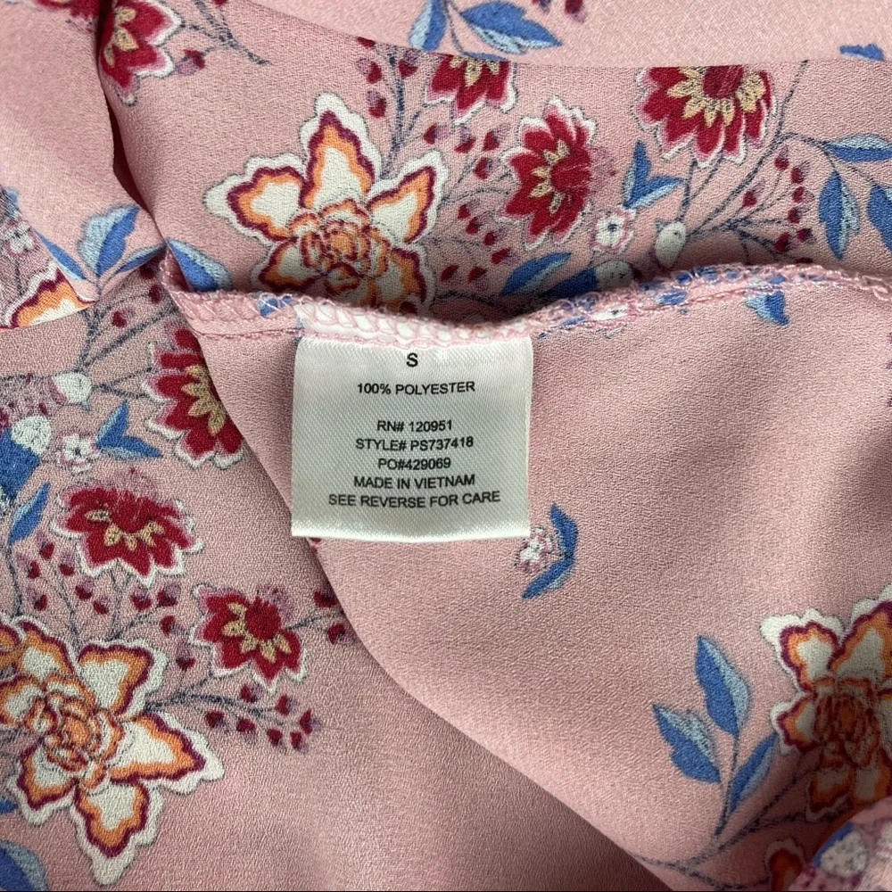 Pink Rose Floral Print Off Shoulder Small Blouse - Picture 7 of 8